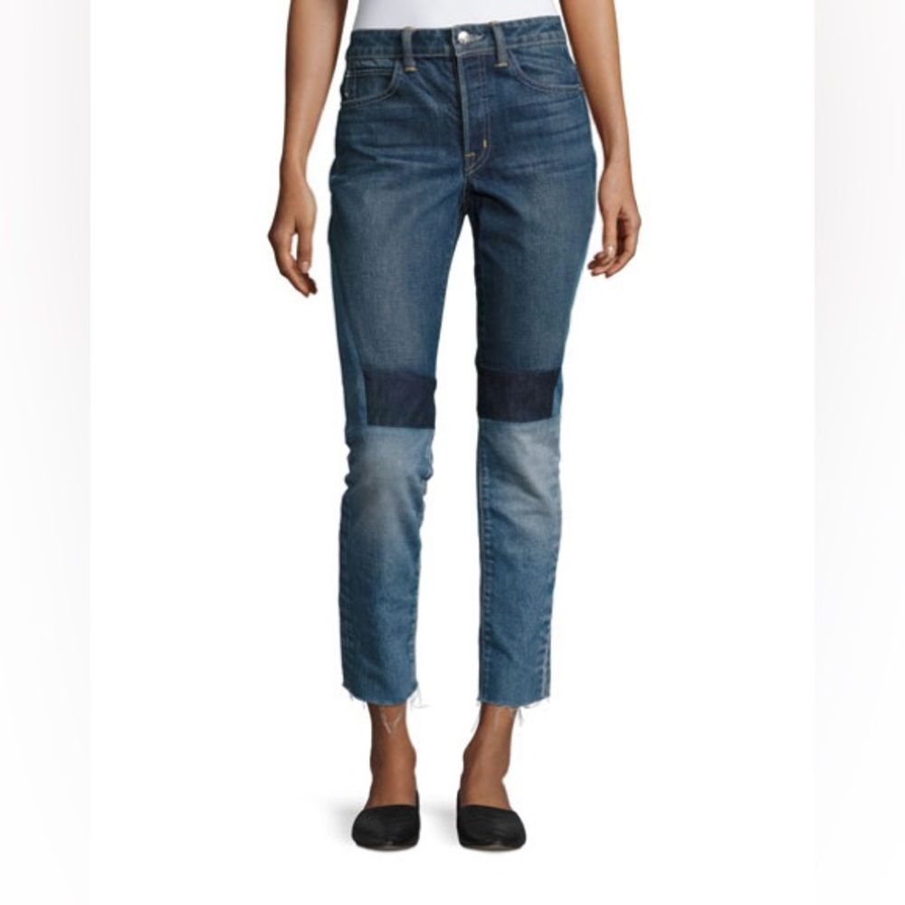 Nwt Helmut Lang High-Rise Crop Slim Jeans In Vintage Blue Patchwork Size 27 | 4